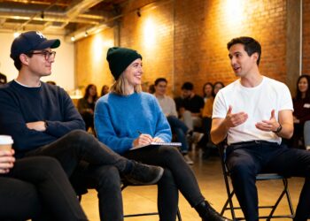 Equipe participando de experiências corporativas presenciais.