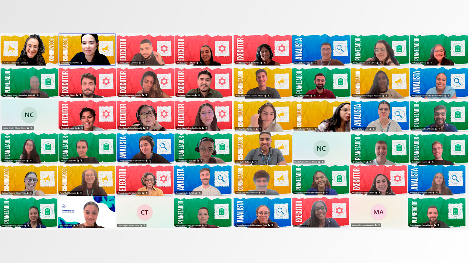 Trainees da Aegea durante dinâmica online do programa de liderança para trainees